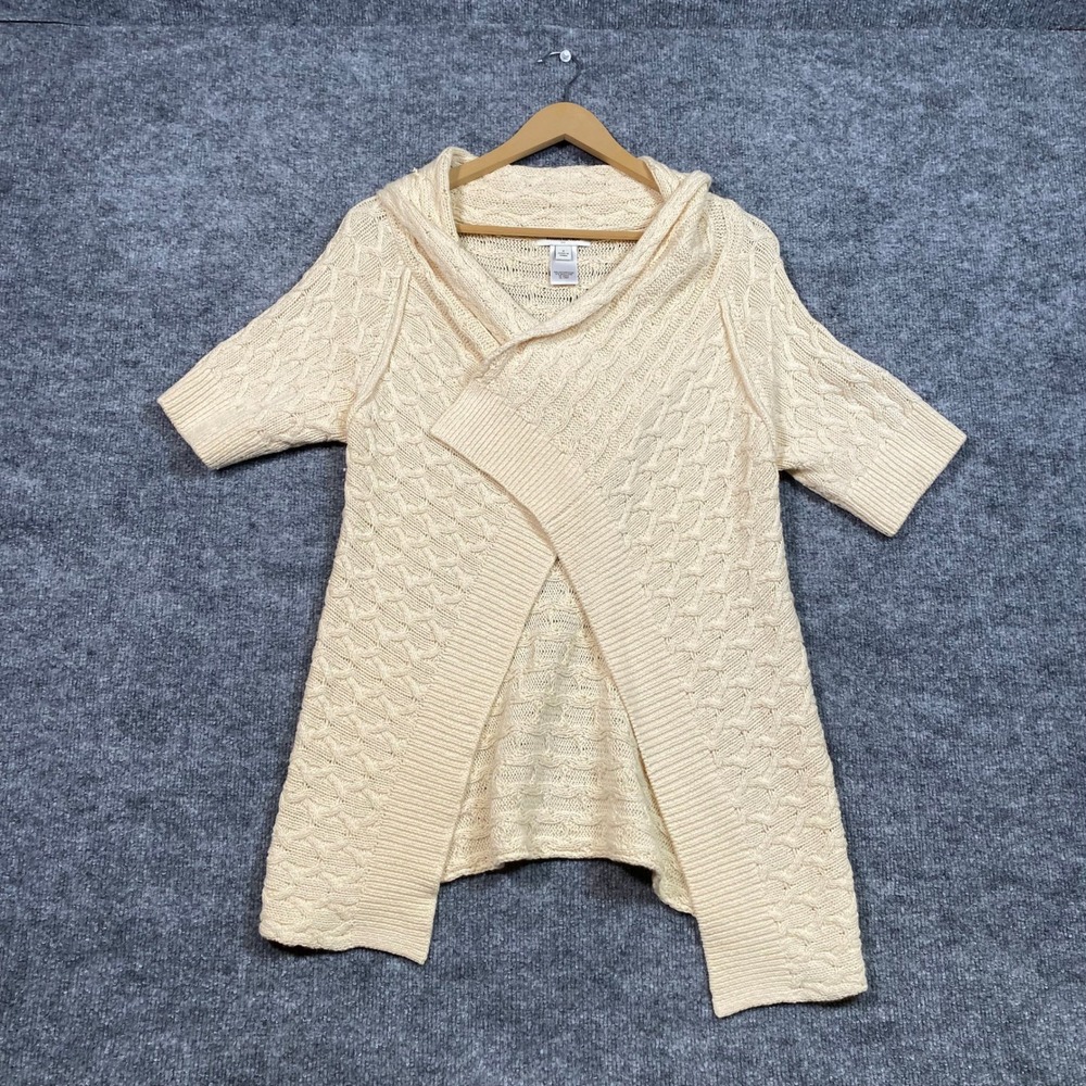 Banana Republic Cream Cable Knit Short Sleeve Shawl Cardigan S 855234 Fall 2011